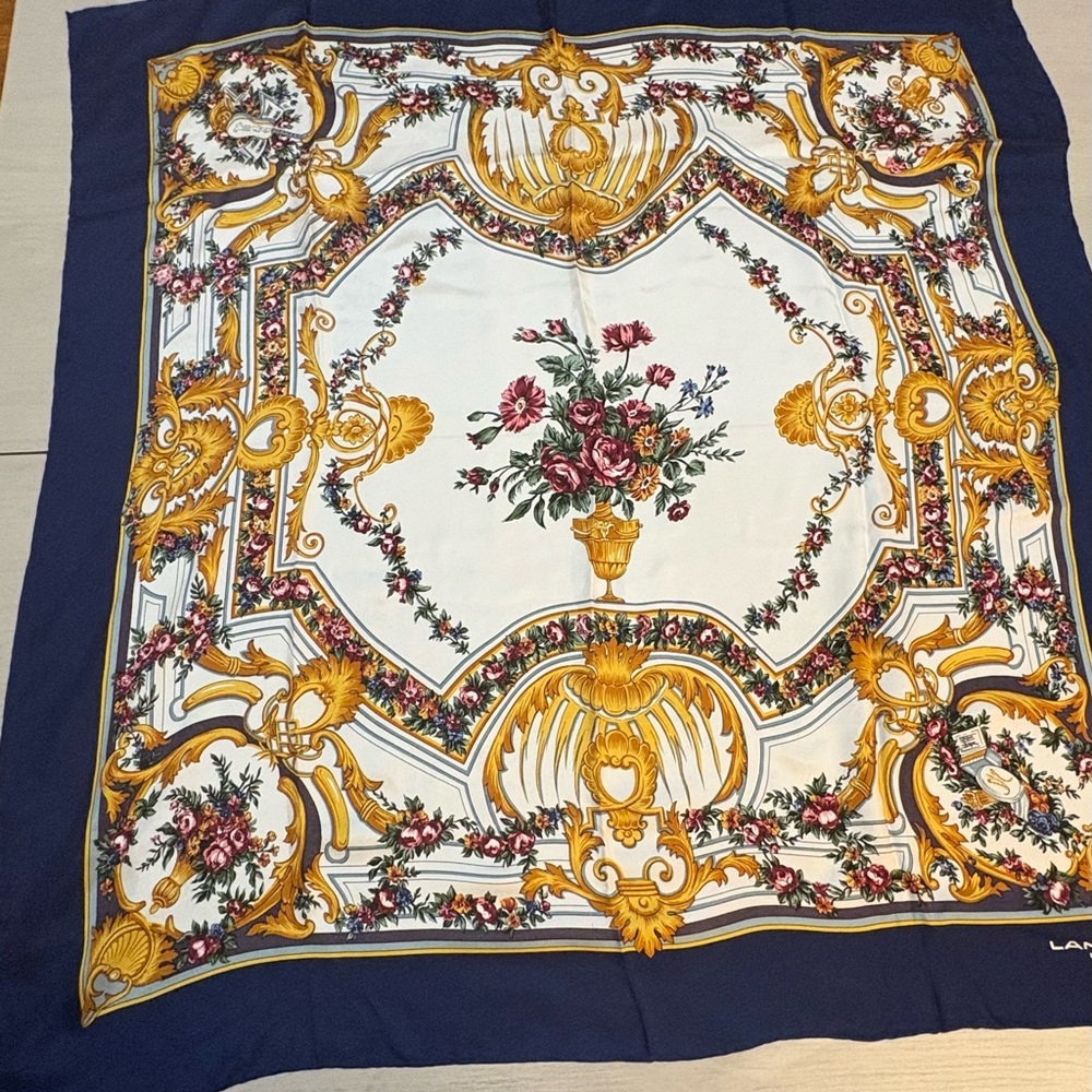 Lancel Paris‎ Elegant Floral and Baroque Scarf 35"x35"
